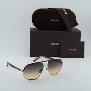Tom Ford Maxwell FT1019 28F Aviator Sunglasses - Rose Gold/Havana/Brown